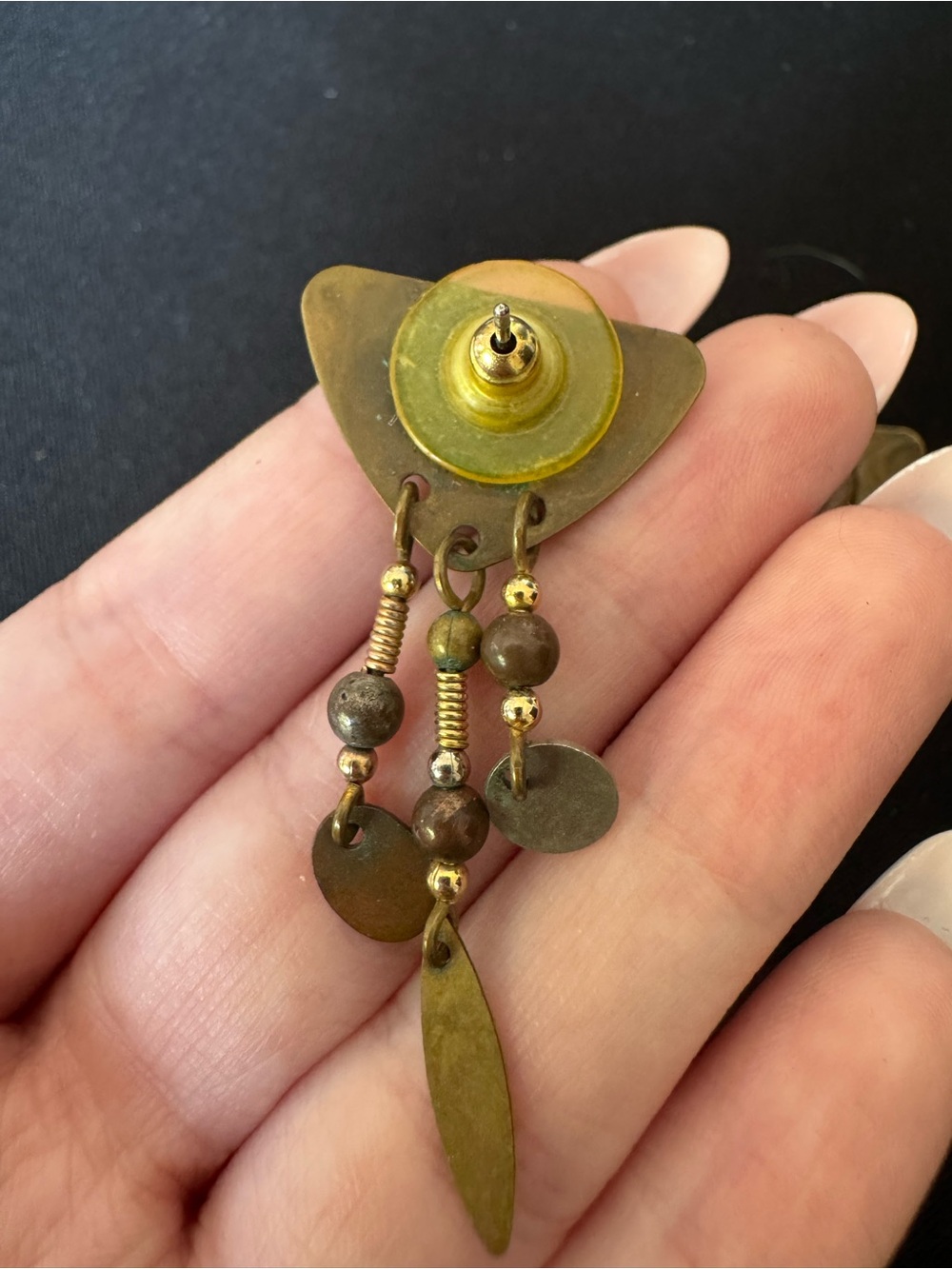 Vintage Mix Metal Dangle Bead Earrings